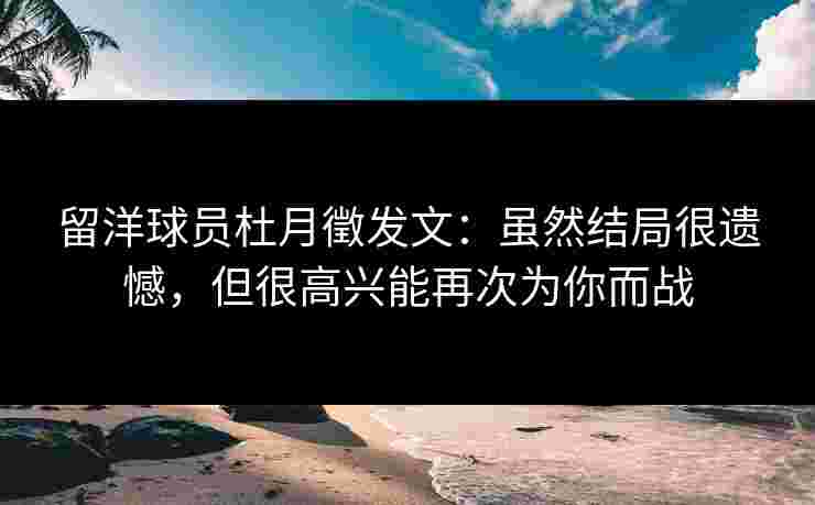 留洋球员杜月徵发文：虽然结局很遗憾，但很高兴能再次为你而战